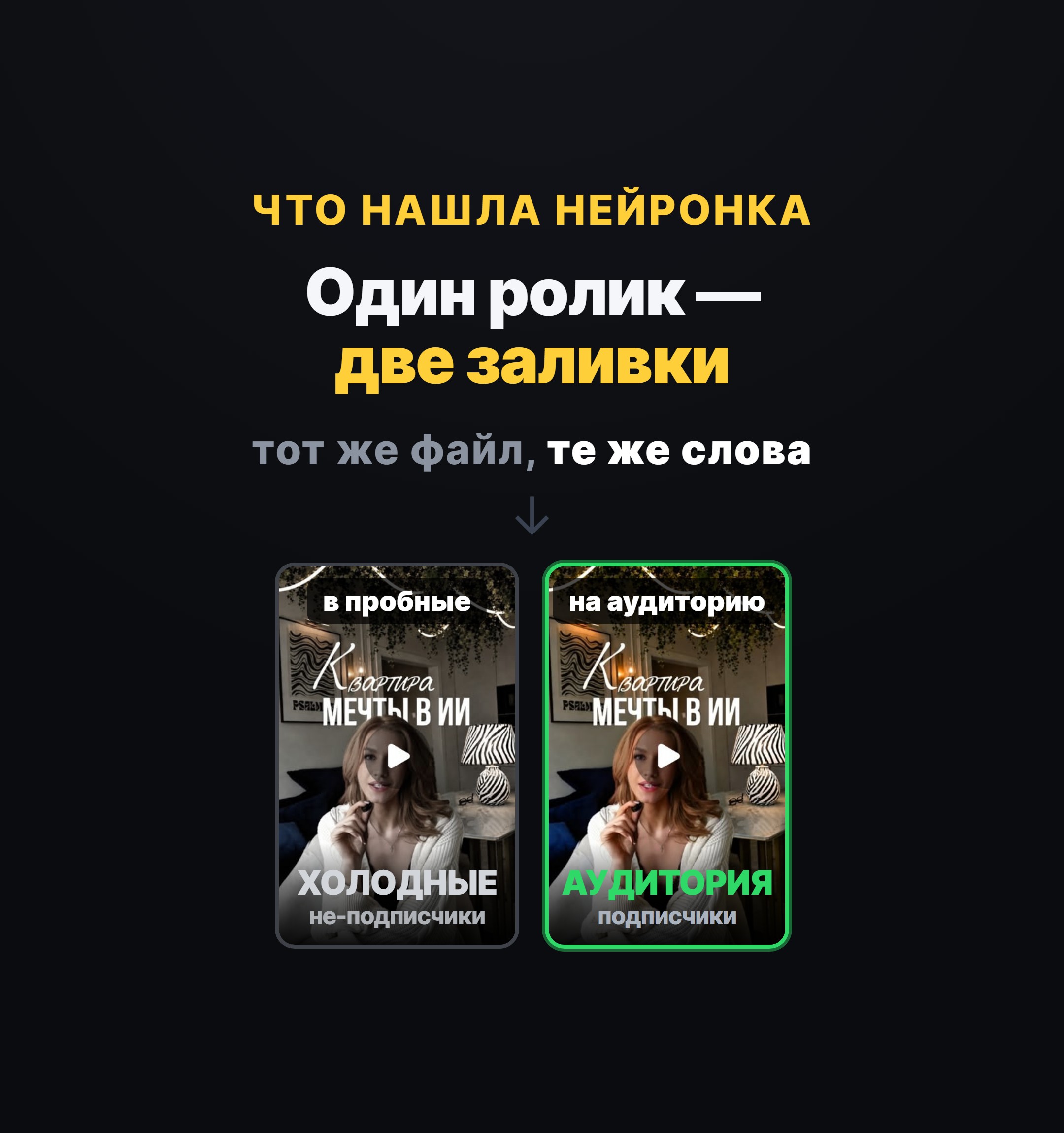 Что нашла нейронка — один ролик, две заливки